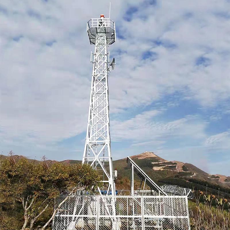 Torre de monitoreo de acero en ángulo de cuatro columnas