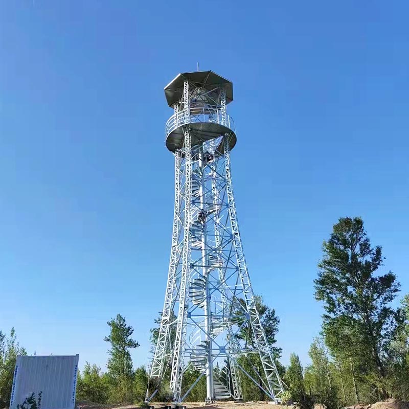 Torre de monitoreo de prevención de incendios forestales de humedales y pastizales